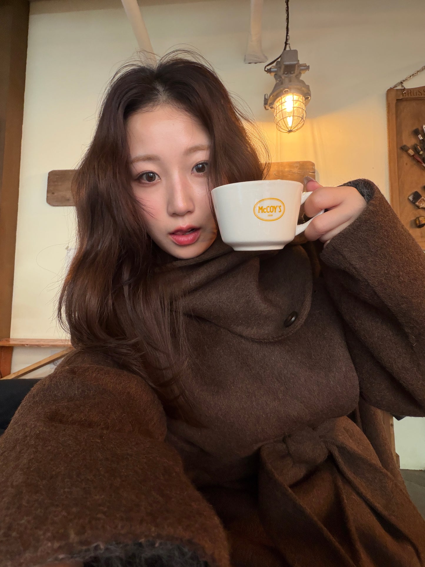 【予約】◆送料無料◆HAND MADE muffler long coat / brown