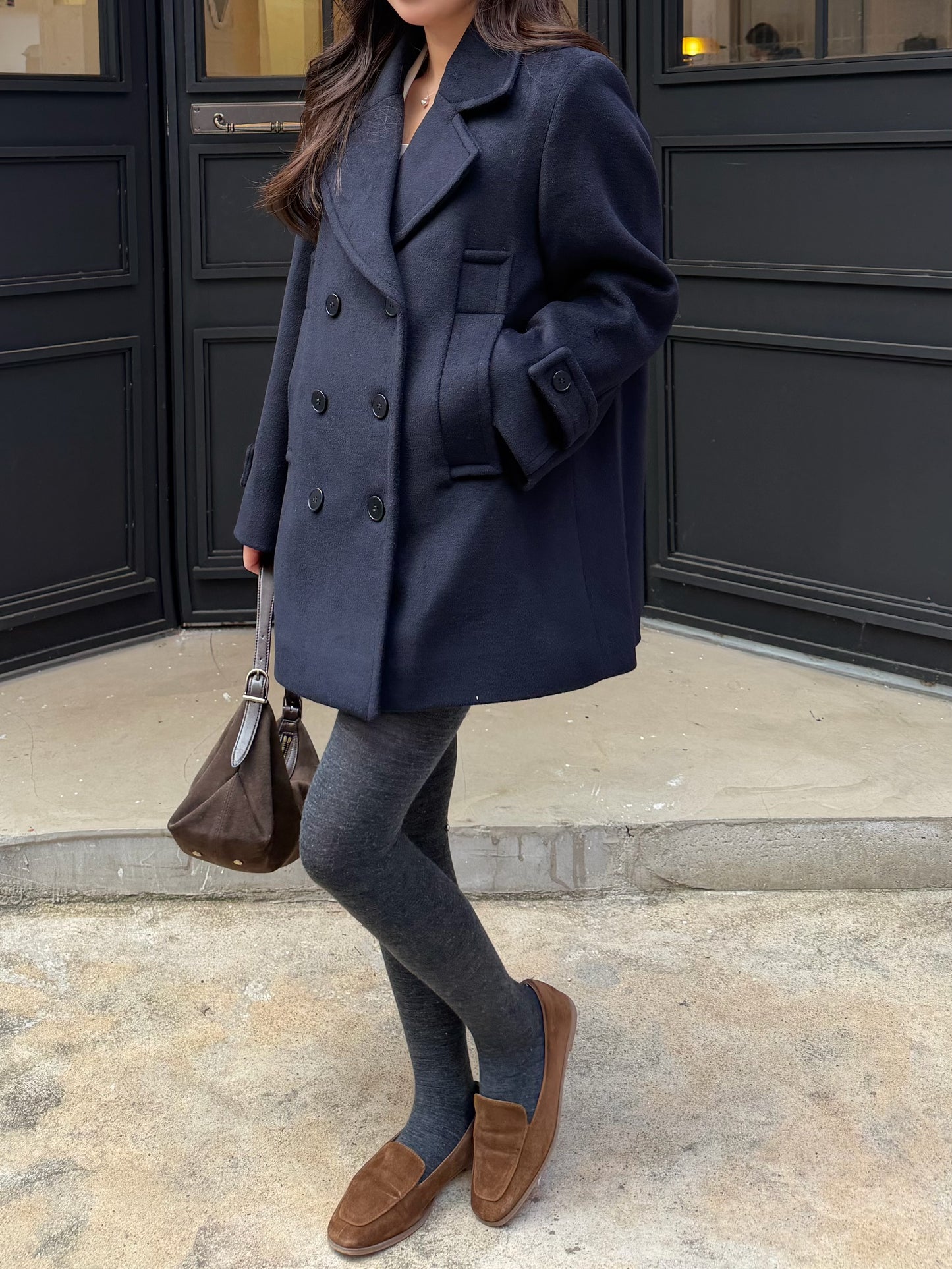 【予約】◆送料無料◆middle feminine Pcoat / navy