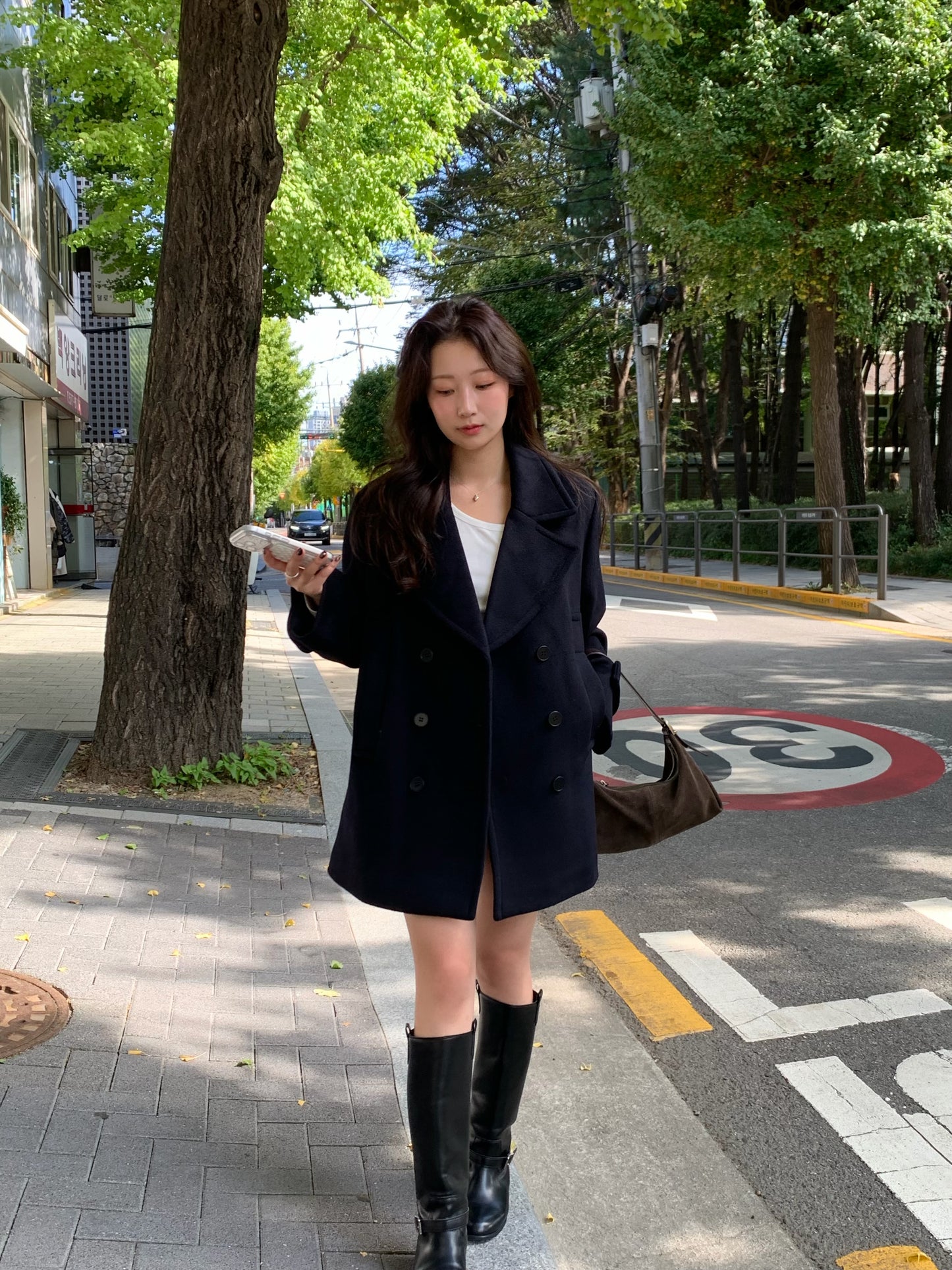 【予約】◆送料無料◆middle feminine Pcoat  / navy