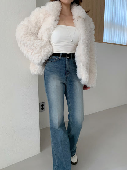 【予約】cotton candy fur jacket / milk white