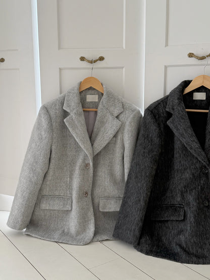【予約】shaggy overfit jacket coat / light gray