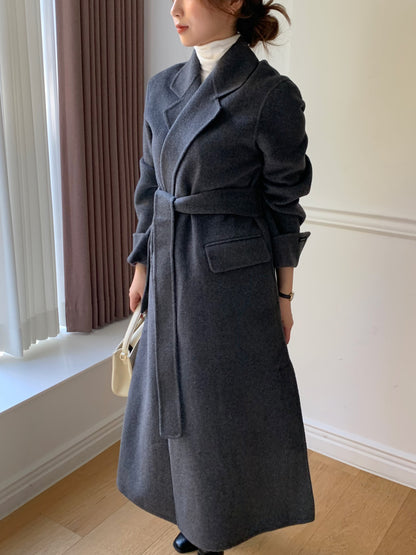 【即納】◆送料無料◆[wool 90％] HAND MADE - luxury long coat / charcoal gray