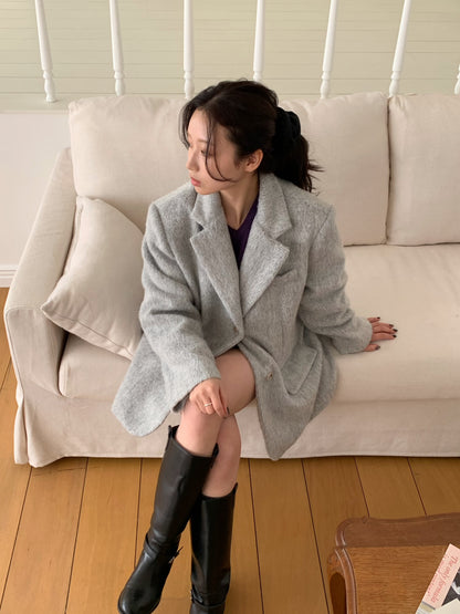 【予約】shaggy overfit jacket coat / light gray