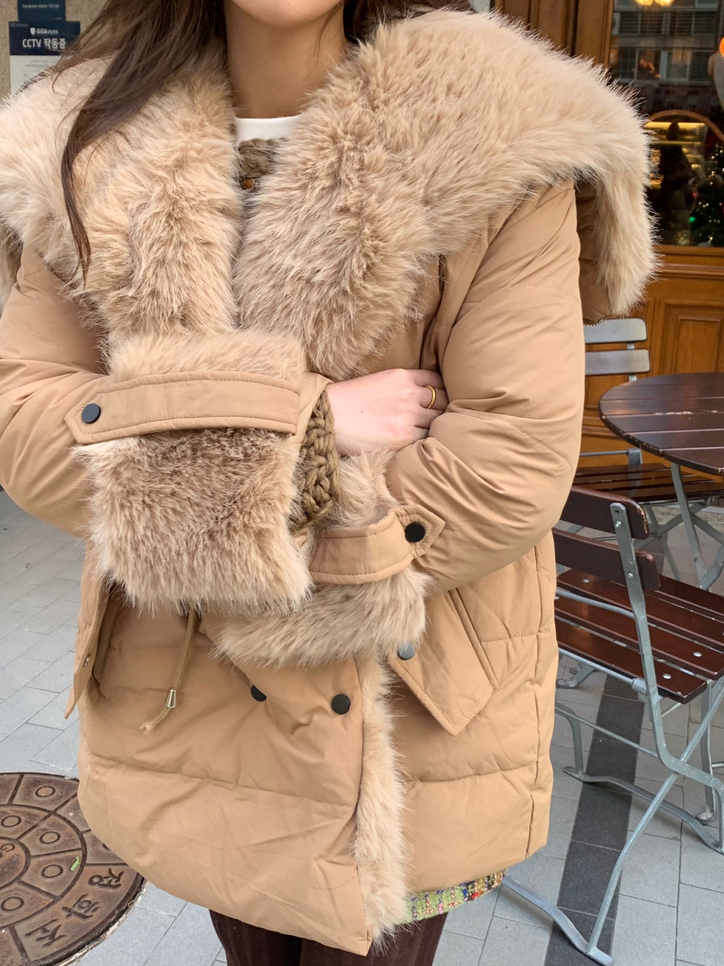 【即納】◆送料無料◆ double button middle fur down