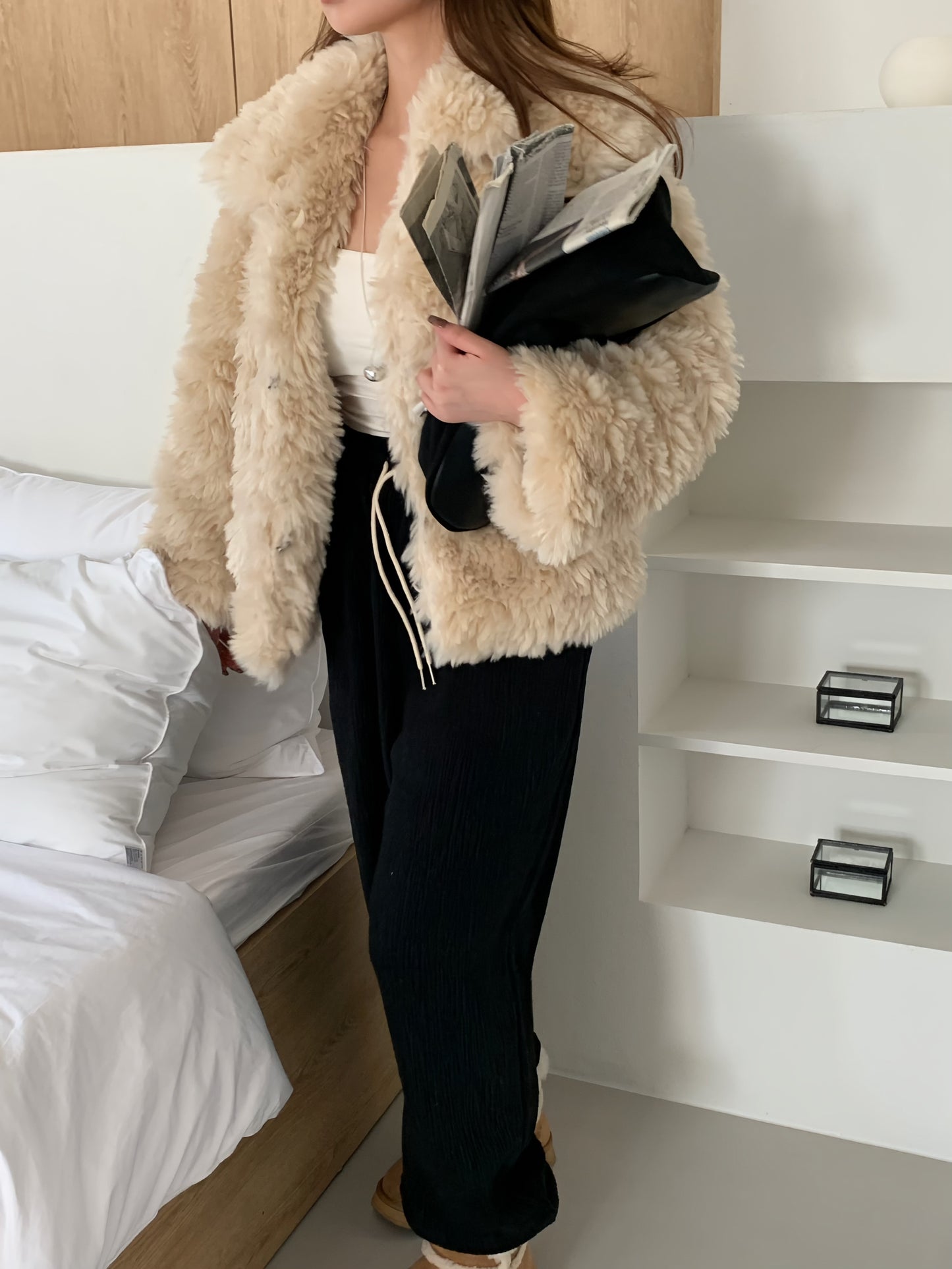 【予約】cotton candy fur jacket / camel