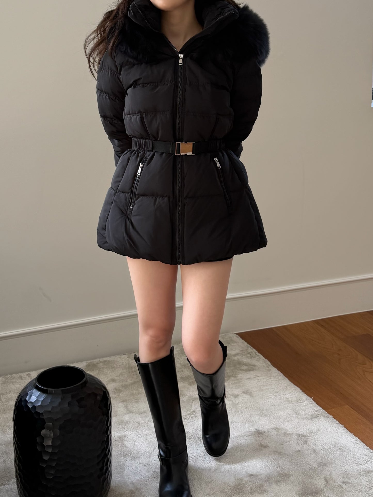 【予約】◆送料無料◆side pocket short down jacket / black