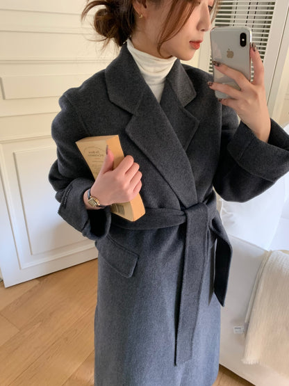 【即納】◆送料無料◆[wool 90％] HAND MADE - luxury long coat / charcoal gray