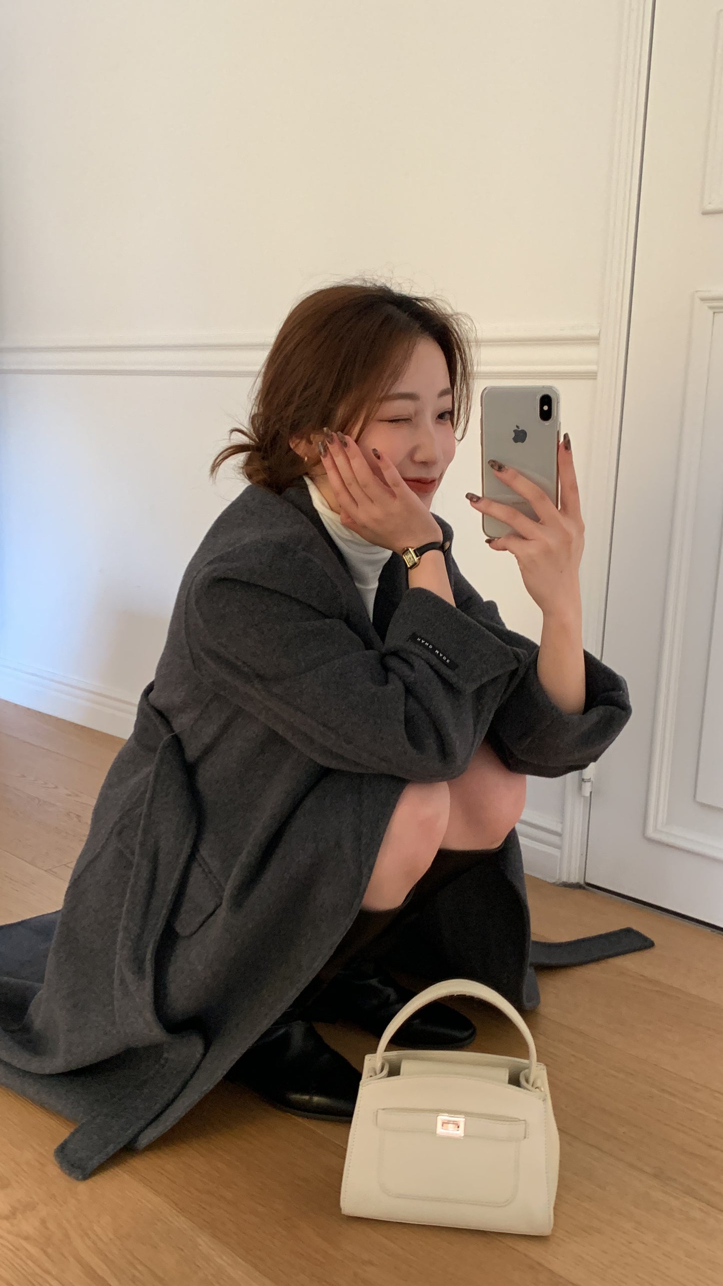 【即納】◆送料無料◆[wool 90％] HAND MADE - luxury long coat / charcoal gray