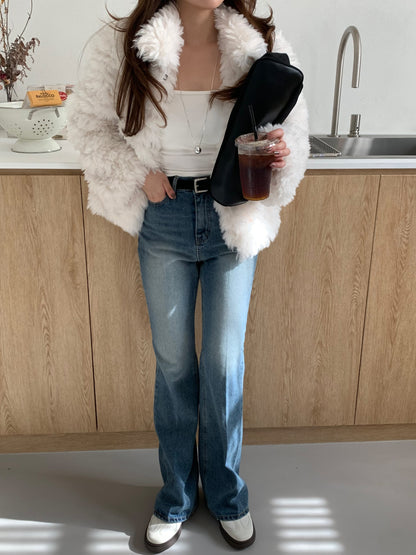 【予約】cotton candy fur jacket / milk white