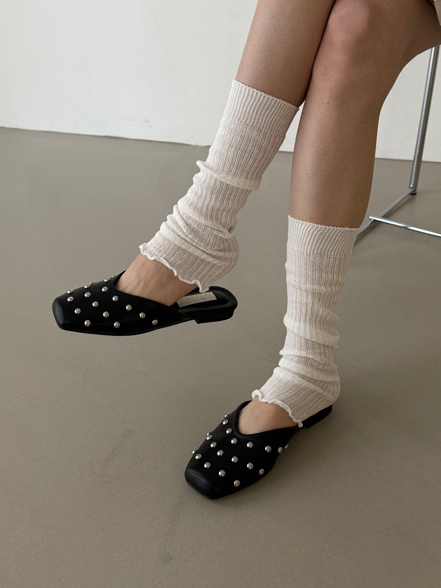 square pointed slipper / 2color