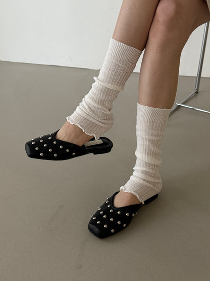 square pointed slipper / 2color
