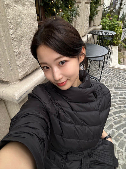 【即納】2way waist ribbon short down / black