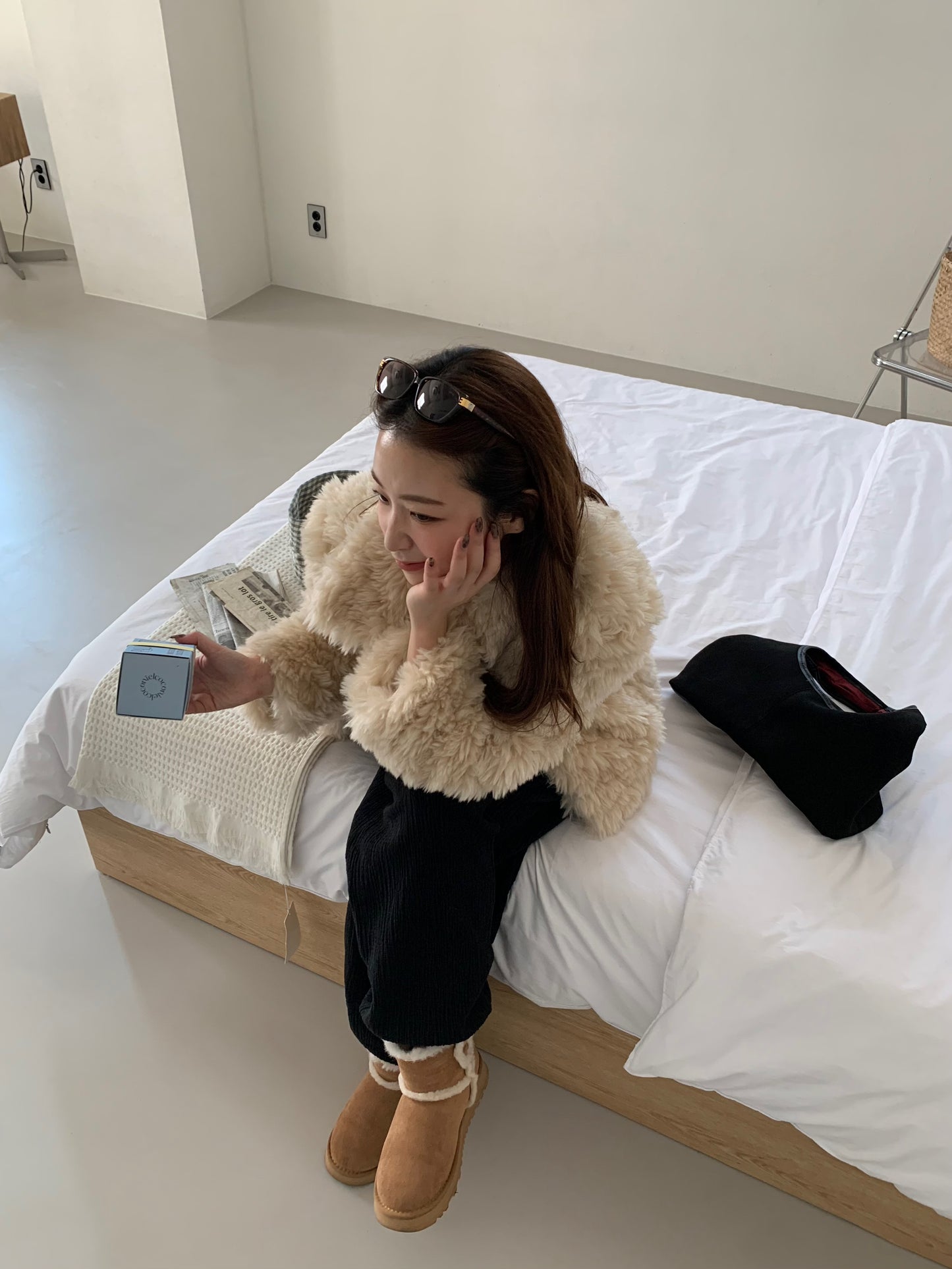 【予約】cotton candy fur jacket / camel