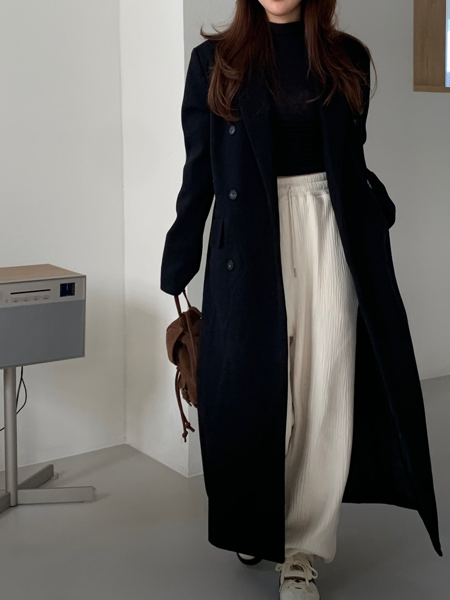 【即納】double bottun over chester coat / black