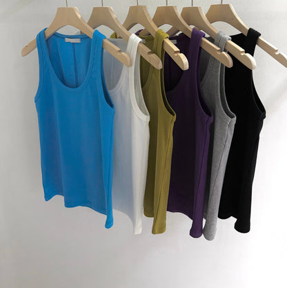 sleeve less round neck top / 6color