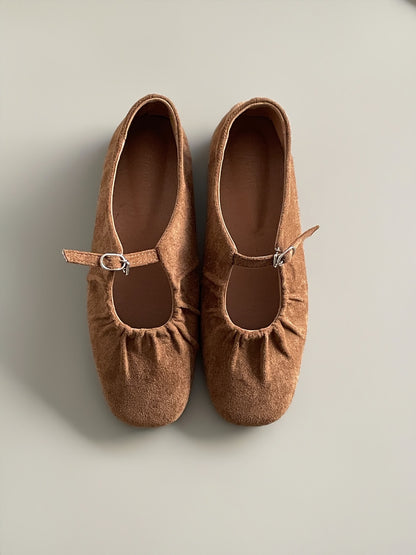 strap gather flat shoes / 2color