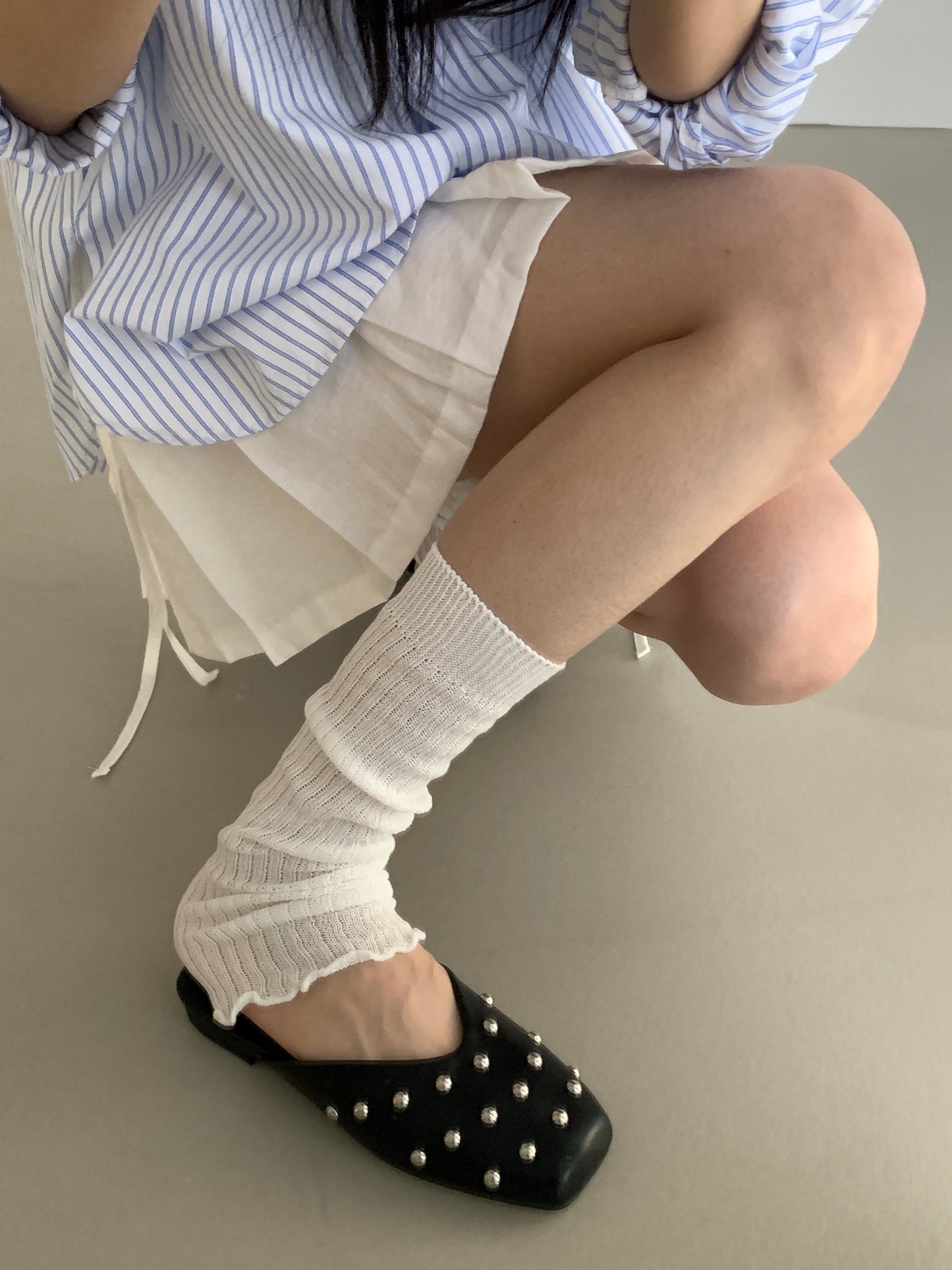 square pointed slipper / 2color