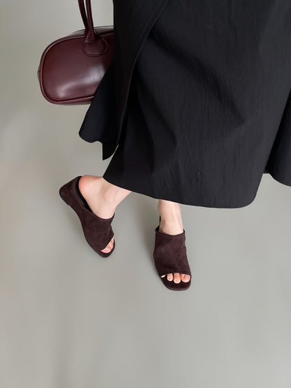 【送料無料】suede wedge heel sandals  / 2color