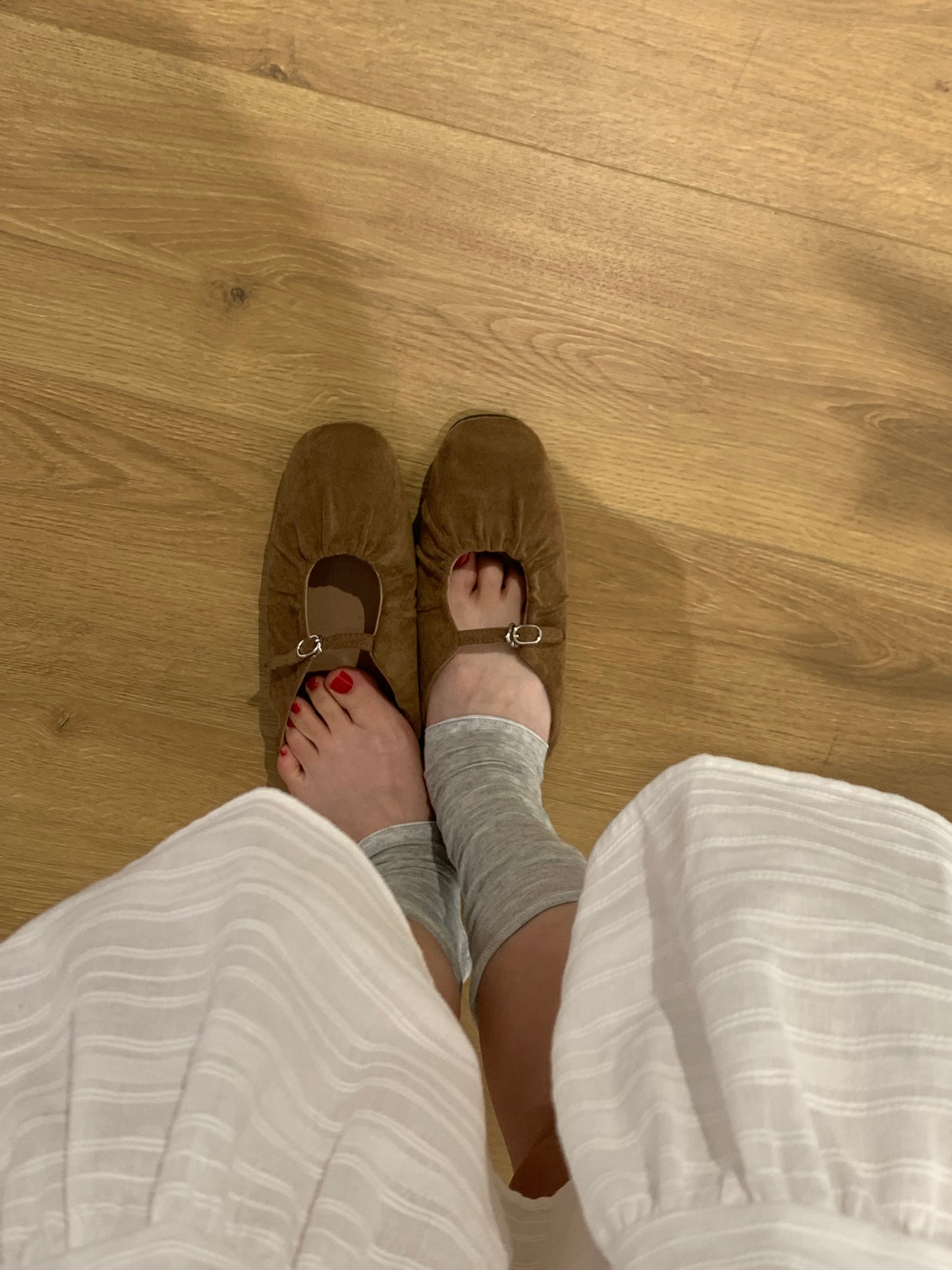 strap gather flat shoes / 2color