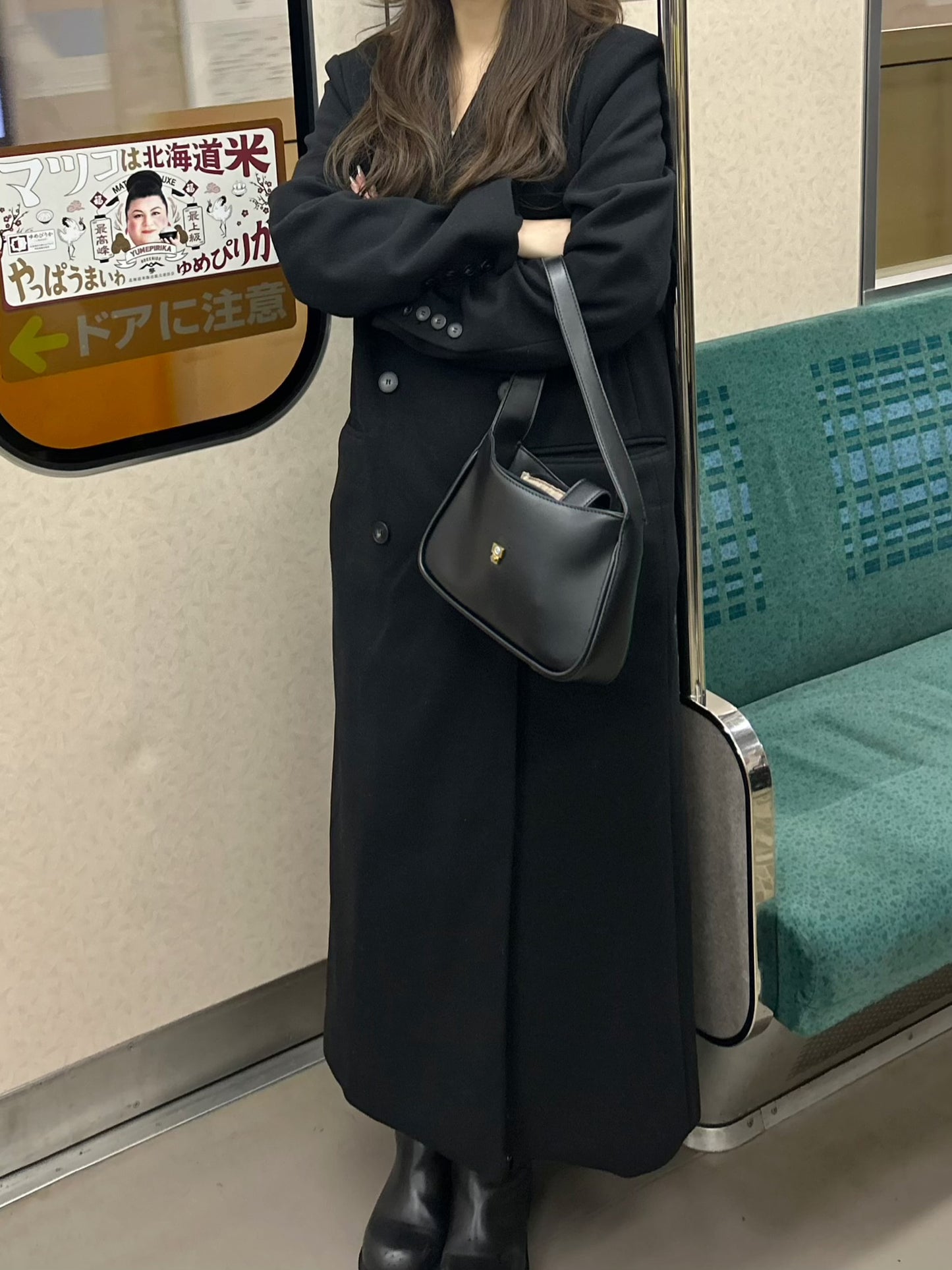 【即納】double bottun over chester coat / black