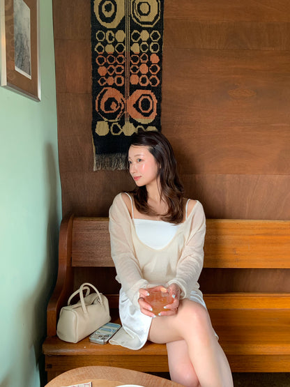 deep Vneck see through knit / 2color