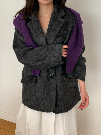 【予約】shaggy overfit jacket coat / ash black