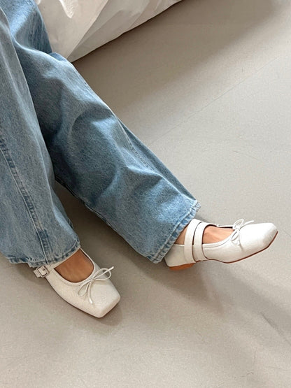 【送料無料】double belt ballerina shoes / 2color