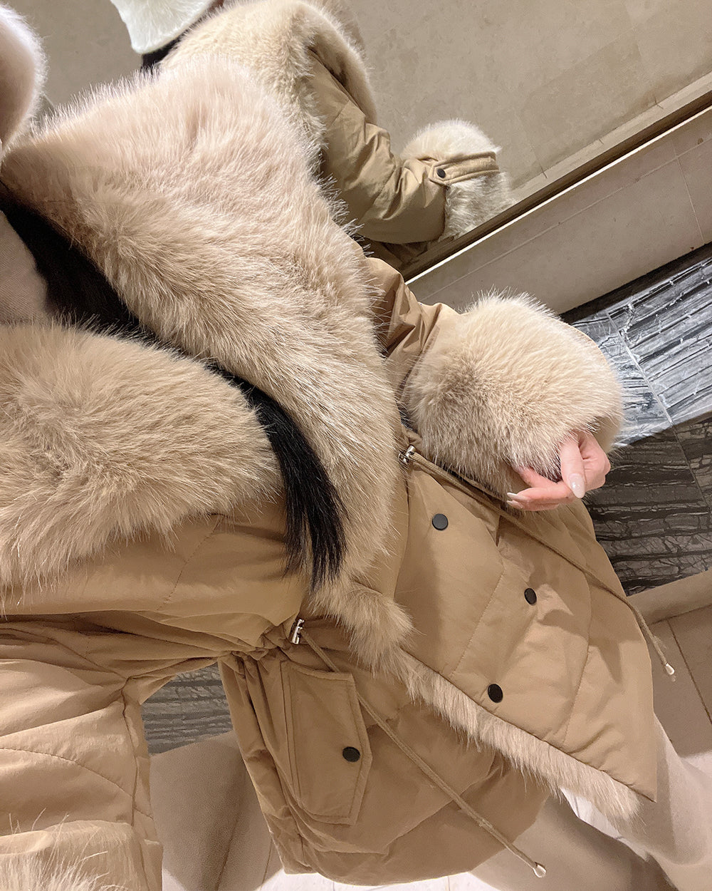 【即納】◆送料無料◆ double button middle fur down