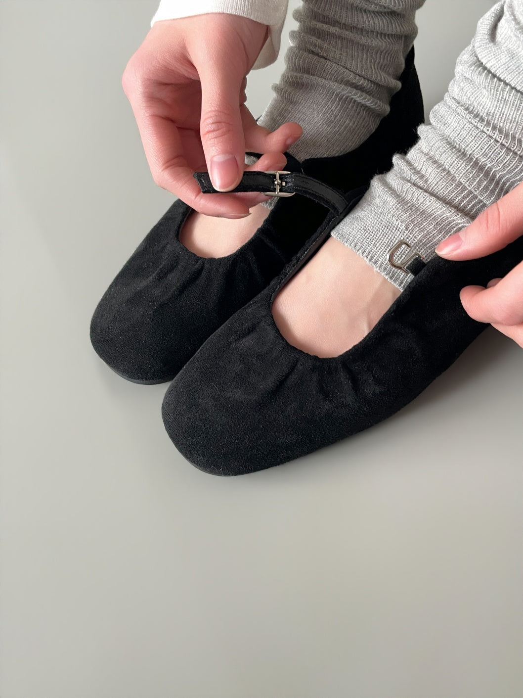 strap gather flat shoes / 2color