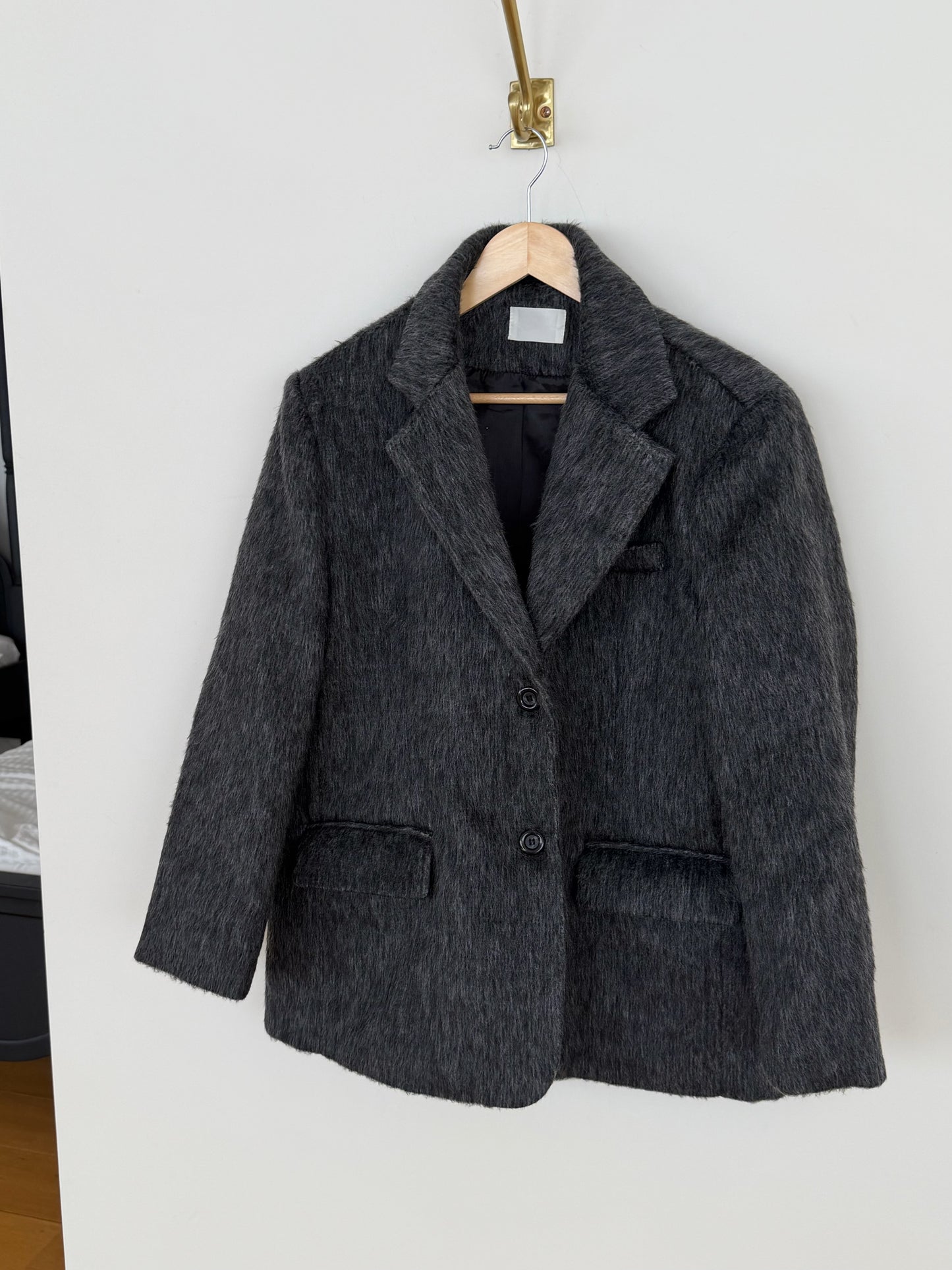 【予約】shaggy overfit jacket coat / ash black