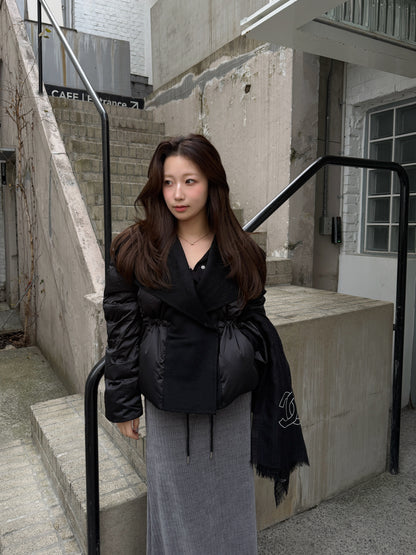 【予約】shawl collar light down / black