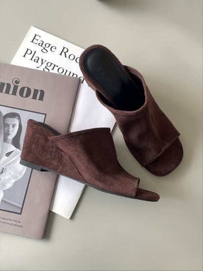 【送料無料】suede wedge heel sandals  / 2color