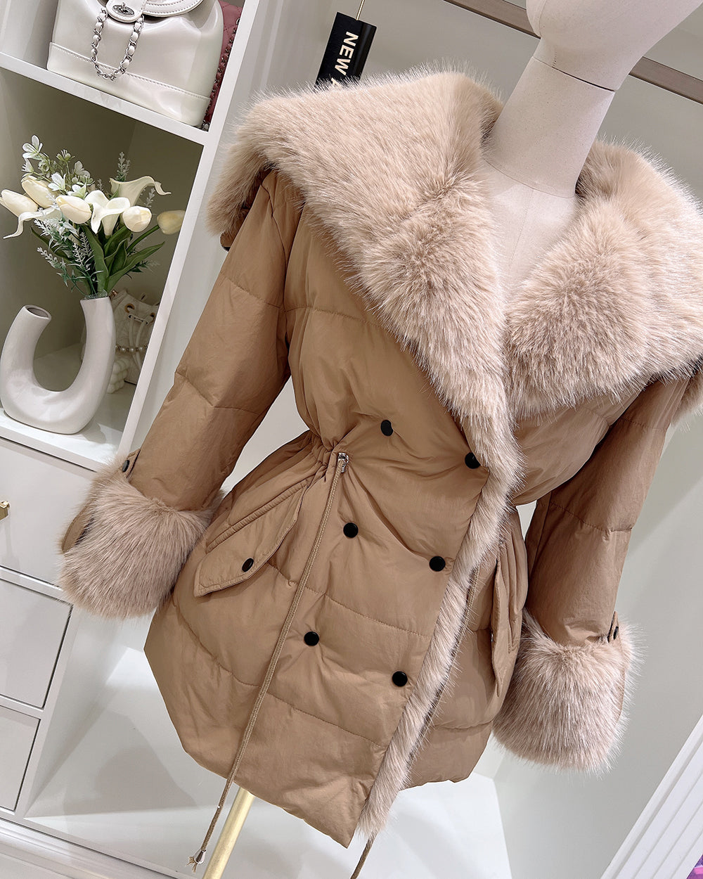 【即納】◆送料無料◆ double button middle fur down