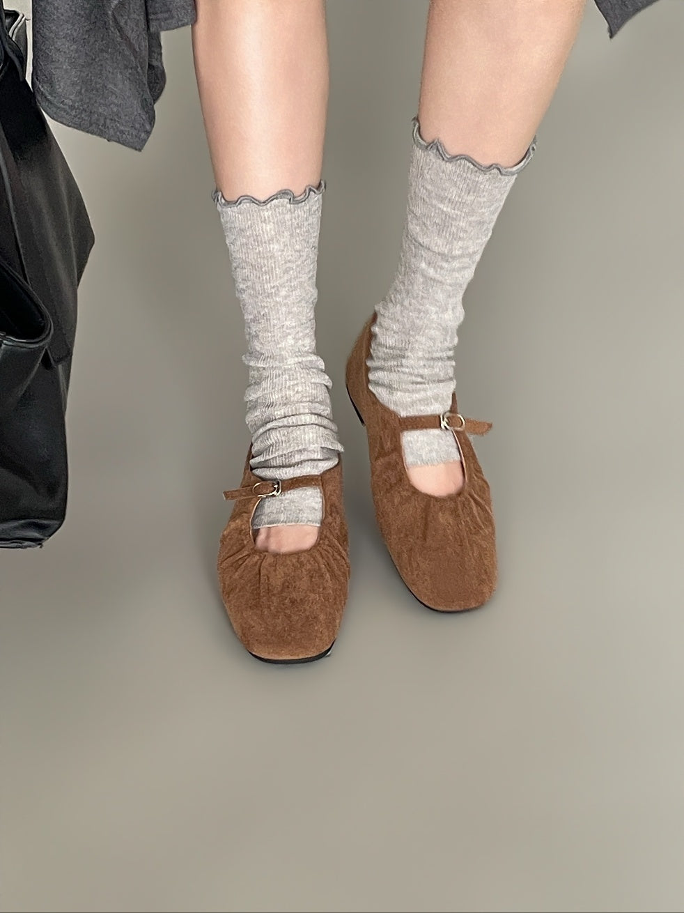 strap gather flat shoes / 2color