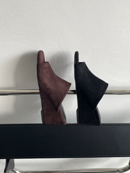 【送料無料】suede wedge heel sandals  / 2color
