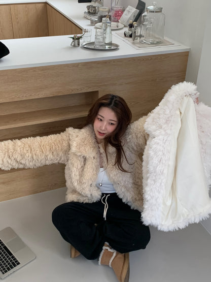 【予約】cotton candy fur jacket / camel