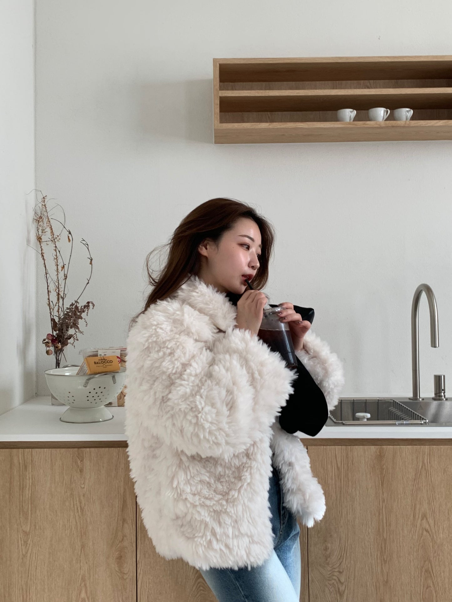 【予約】cotton candy fur jacket / milk white