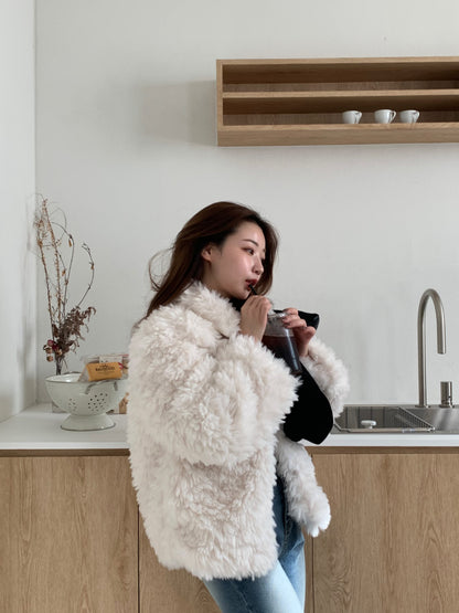 【予約】cotton candy fur jacket / milk white