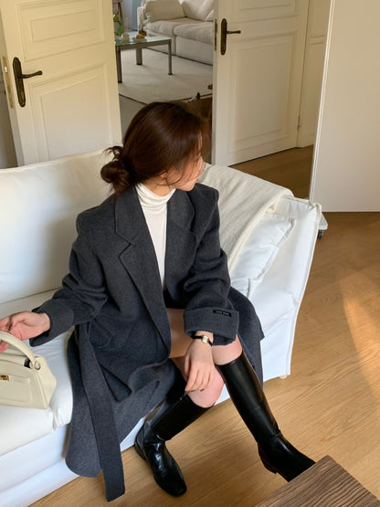 【即納】◆送料無料◆[wool 90％] HAND MADE - luxury long coat / charcoal gray