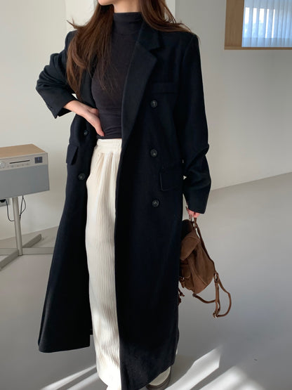 【即納】double bottun over chester coat / black