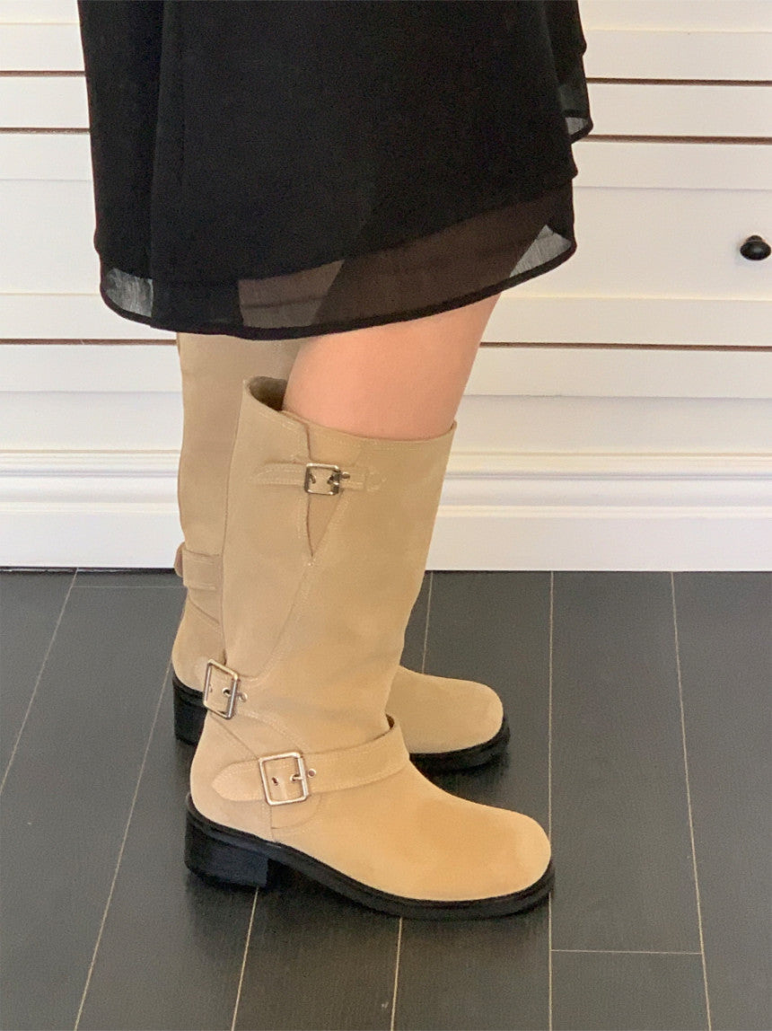 suede belt middle boots (本革) / 3color