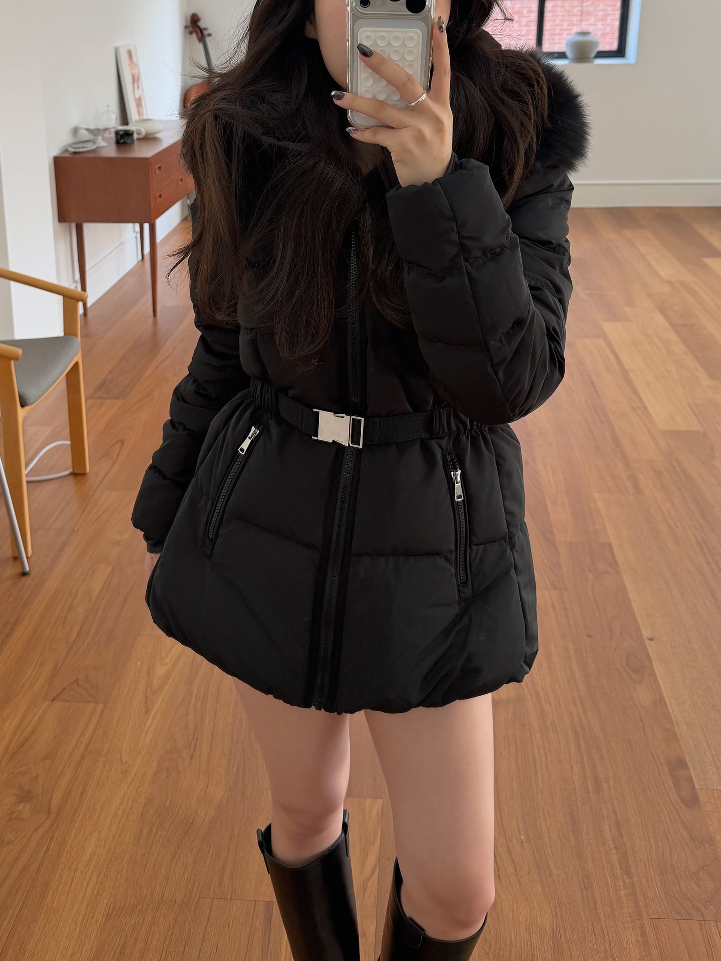 【予約】◆送料無料◆side pocket short down jacket / black