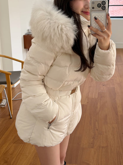 【予約】◆送料無料◆side pocket short down jacket / ivory