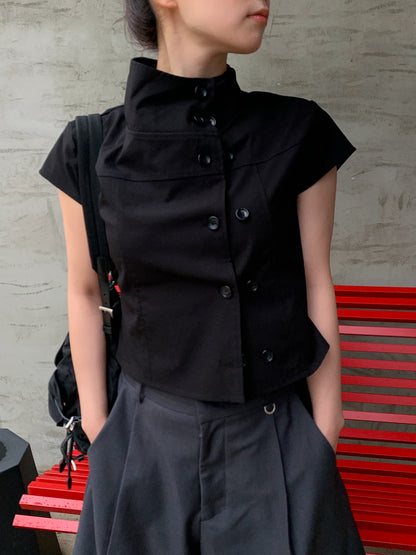 double button trench blouse / 2color