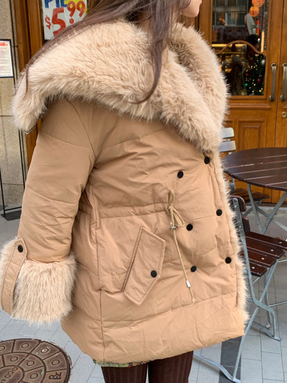 【即納】◆送料無料◆ double button middle fur down