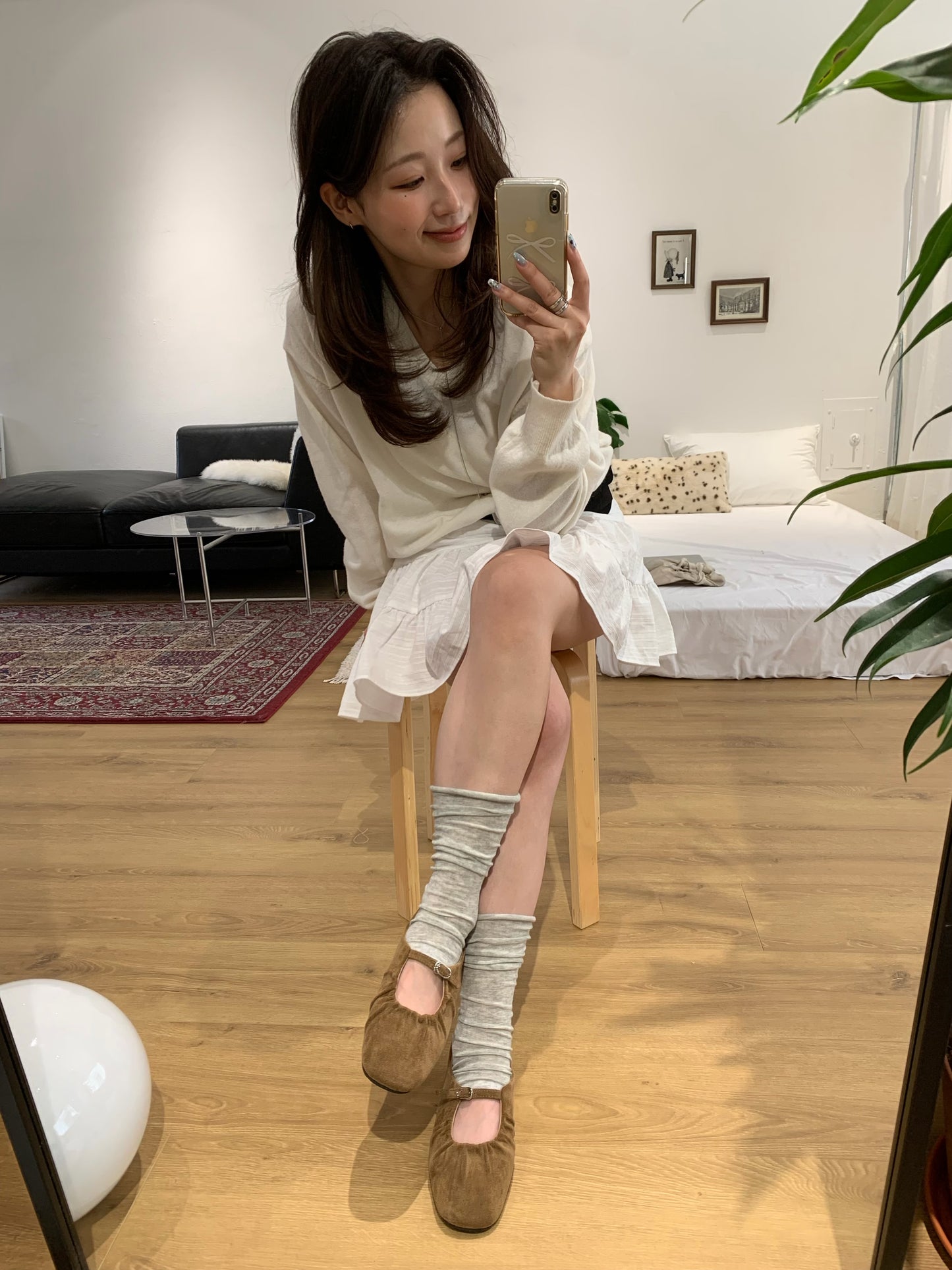 strap gather flat shoes / 2color