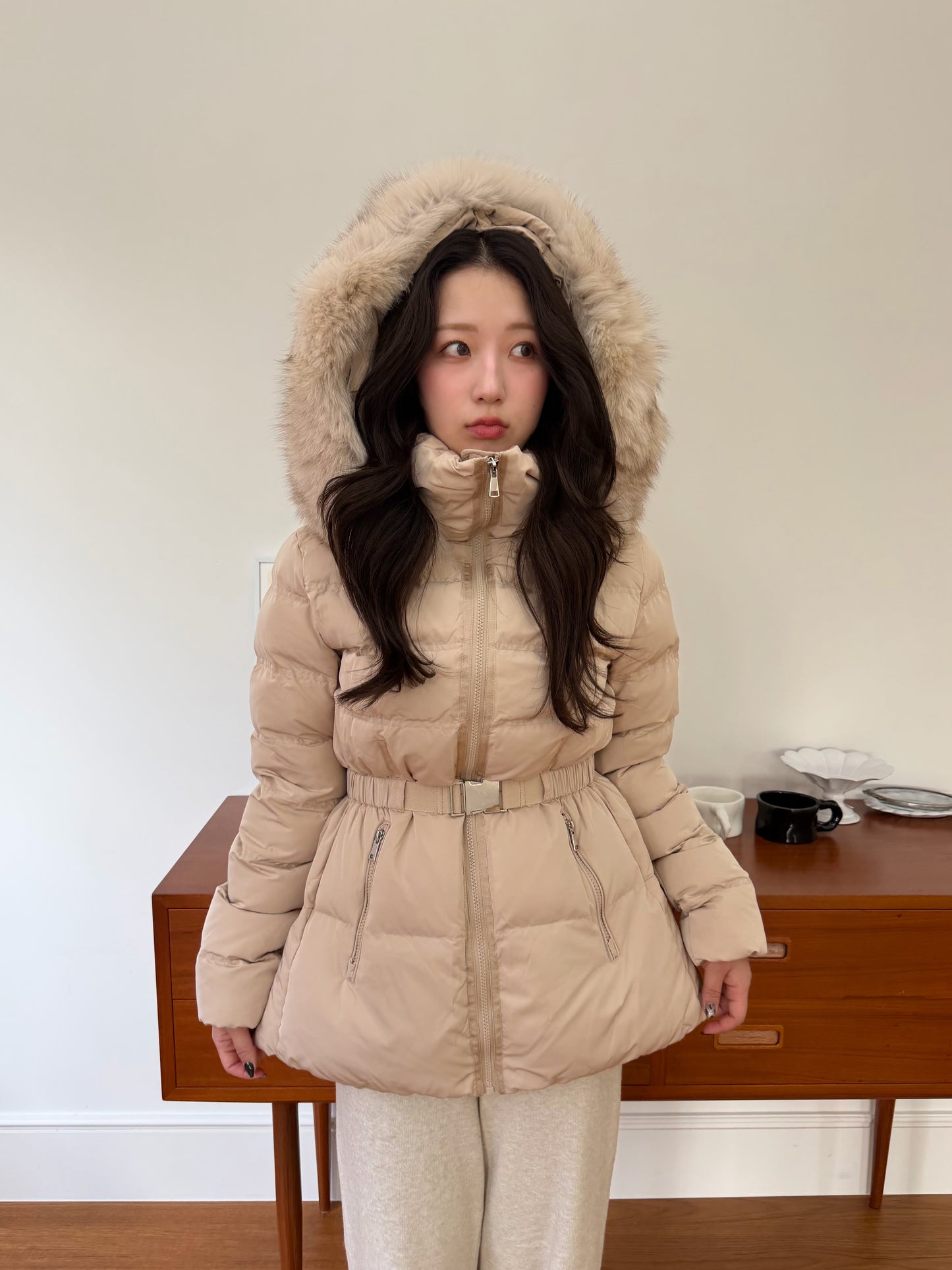 【予約】◆送料無料◆side pocket short down jacket / beige
