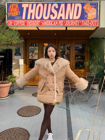 【即納】◆送料無料◆ double button middle fur down