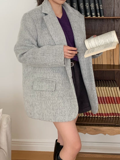 【予約】shaggy overfit jacket coat / light gray