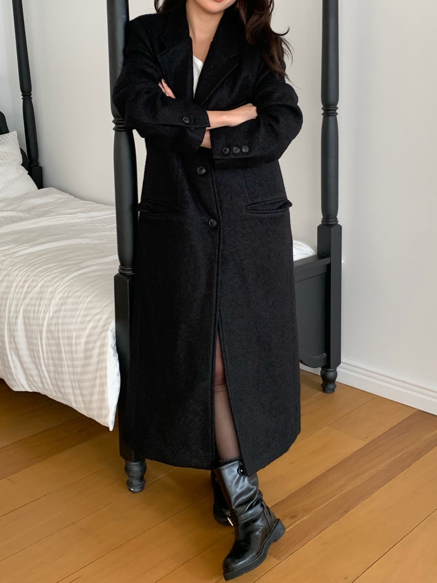 【予約】◆送料無料◆teddy long coat  / black